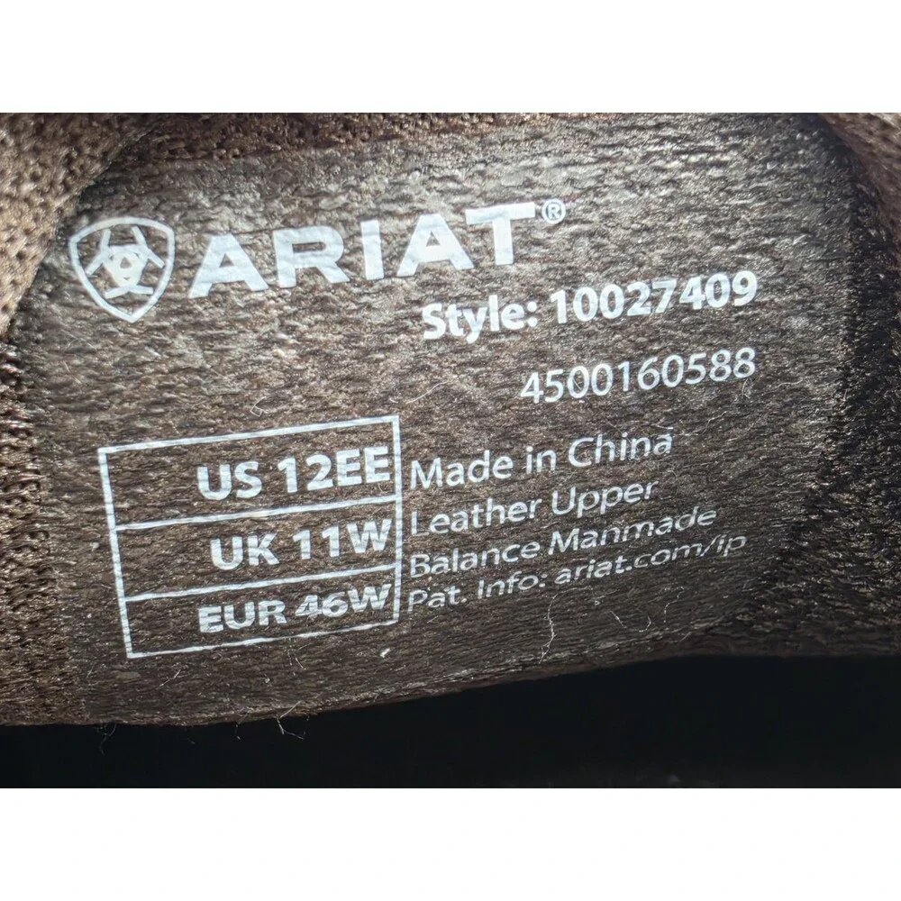Ariat Men's Spitfire Leather Slip On Shoes Brushed Brown Leather Boot Size 12 EE